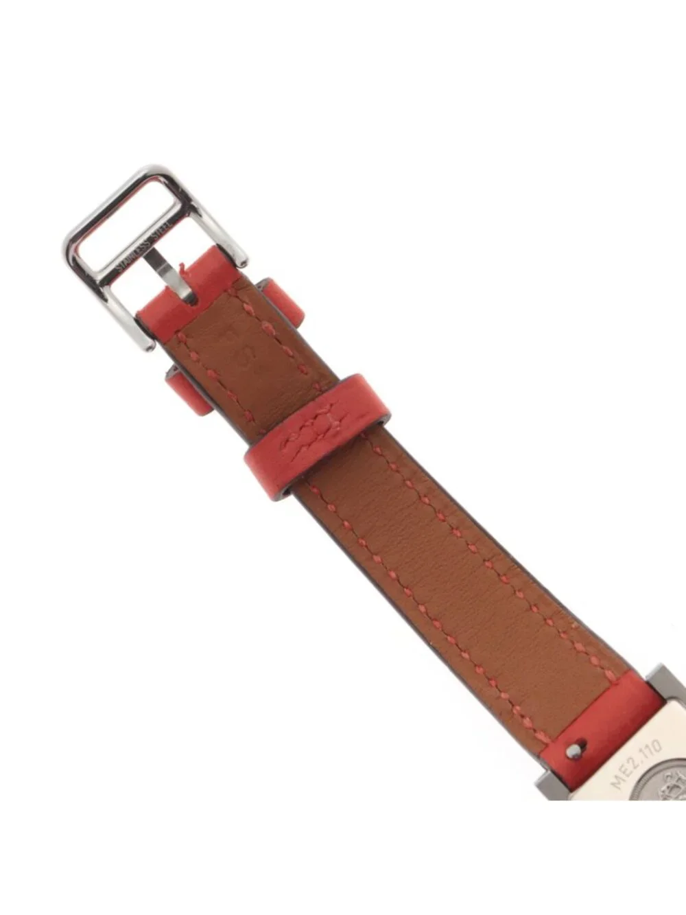 Hermes Medor Tour Watch SS Stainless Steel Leather Strap Silver Dial Quartz